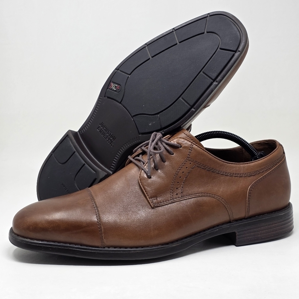 Johnston & Murphy Mens Size 11M Branning Cap Toe Tan Sheepskin Brown Oxford Shoe